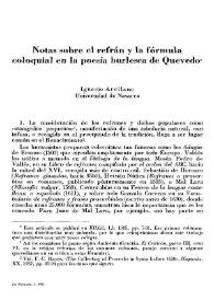 Notas sobre el refrán y la fórmula coloquial en la poesía burlesca de Quevedo / Ignacio Arellano Ayuso | Biblioteca Virtual Miguel de Cervantes