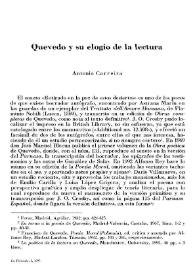 Quevedo y su elogio de la lectura / Antonio Carreira | Biblioteca Virtual Miguel de Cervantes