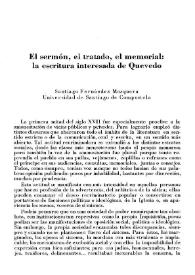 El sermón, el tratado, el memorial : la escritura interesada de Quevedo / Santiago Fernández Mosquera | Biblioteca Virtual Miguel de Cervantes