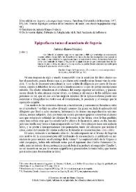 Epigrafía en torno al Acueducto de Segovia / Antonio Blanco Freijeiro | Biblioteca Virtual Miguel de Cervantes