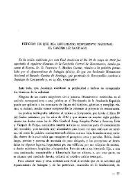 Petición de que sea declarado Monumento Nacional el Camino de Santiago / Francisco J. Sánchez Cantón | Biblioteca Virtual Miguel de Cervantes