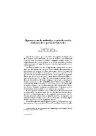 Algunos casos de atribuidos y apócrifos en las ediciones de la poesía de Quevedo / Isabel Pérez Cuenca | Biblioteca Virtual Miguel de Cervantes