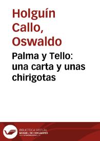 Palma y Tello: una carta y unas chirigotas / Oswaldo Holguín Callo | Biblioteca Virtual Miguel de Cervantes