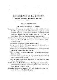 Adquisiciones de la Academia durante el segundo semestre del año 1909 | Biblioteca Virtual Miguel de Cervantes