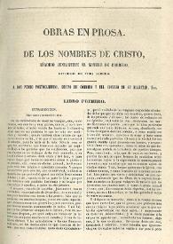 De los nombres de Cristo, añadido juntamente el nombre de Cordero. Dividido en tres libros | Biblioteca Virtual Miguel de Cervantes
