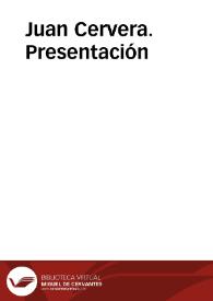 Juan Cervera. Presentación | Biblioteca Virtual Miguel de Cervantes