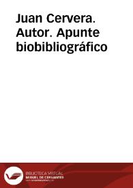 Juan Cervera. Autor. Apunte biobibliográfico | Biblioteca Virtual Miguel de Cervantes