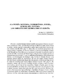 "La poesía moderna, modernísima, poesía, quizás, del futuro". Los orígenes del simbolismo en España / Richard A. Cardwell | Biblioteca Virtual Miguel de Cervantes