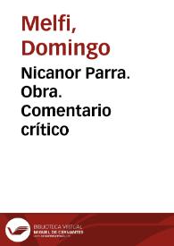 Nicanor Parra. Comentario crítico / por Domingo Melfi | Biblioteca Virtual Miguel de Cervantes