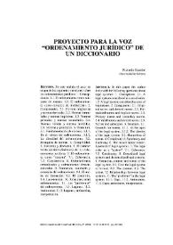 Proyecto para la voz "Ordenamiento jurídico" de un diccionario / Riccardo Guastini | Biblioteca Virtual Miguel de Cervantes