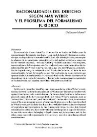 Racionalidades del derecho según Max Weber y el problema del formalismo jurídico / Guillermo Munné | Biblioteca Virtual Miguel de Cervantes