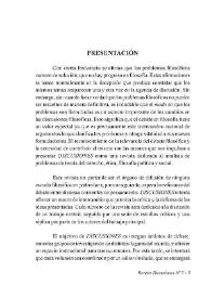 Presentación [Discusiones, núm. 7 (2007)] | Biblioteca Virtual Miguel de Cervantes
