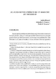 El fundamento jurídico de un derecho de necesidad / Andrés Bouzat; Alejandro S. Cantaro y Pablo E. Navarro | Biblioteca Virtual Miguel de Cervantes