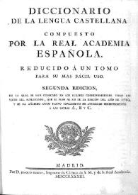 Diccionario de la lengua castellana / compuesto por la Real Academia Española, reducido a un tomo para su más fácil uso... | Biblioteca Virtual Miguel de Cervantes
