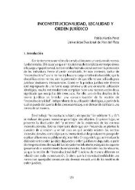 Inconstitucionalidad, legalidad y orden jurídico / Pablo Martín Perot | Biblioteca Virtual Miguel de Cervantes