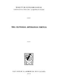 Una olvidada antología poética / Joaquín de Entrambasaguas | Biblioteca Virtual Miguel de Cervantes