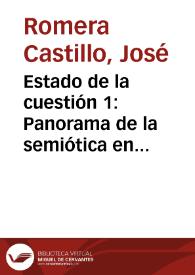 Estado de la cuestión 1: Panorama de la semiótica en en ámbito hispánico (IV): Perú. Presentación / José Romera Castillo | Biblioteca Virtual Miguel de Cervantes