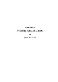 Necrología : Don Benito García de la Parra / José Subirá | Biblioteca Virtual Miguel de Cervantes