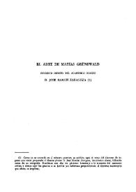El arte de Matías Grünewald : discurso inédito del académico electo / D. José Ramón Zaragoza | Biblioteca Virtual Miguel de Cervantes
