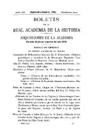 Noticias. Boletín de la Real Academia de la Historia, tomo 61 (julio-agosto 1912). Cuaderno I-II / F.F. | Biblioteca Virtual Miguel de Cervantes
