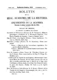 Adquisiciones de la Academia durante el primer semestre del año 1912 | Biblioteca Virtual Miguel de Cervantes
