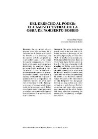 Del Derecho al poder: el camino central de la obra de Norberto Bobbio / Alfonso Ruiz Miguel | Biblioteca Virtual Miguel de Cervantes