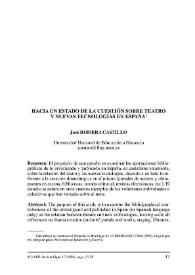 Hacia un estado de la cuestión sobre teatro y nuevas tecnologías en España / José Romera Castillo | Biblioteca Virtual Miguel de Cervantes