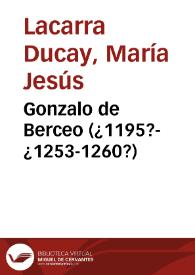 Gonzalo de Berceo (¿1195?-¿1253-1260?) / María Jesús Lacarra Ducay | Biblioteca Virtual Miguel de Cervantes