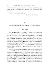 Inscripciones romanas de Bujalance y Córdoba / Enrique Romero de Torres | Biblioteca Virtual Miguel de Cervantes