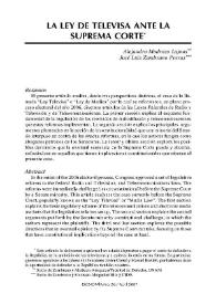 La ley de Televisiva ante la Suprema Corte / Alejandro Madrazo y José Luis Zambrano | Biblioteca Virtual Miguel de Cervantes