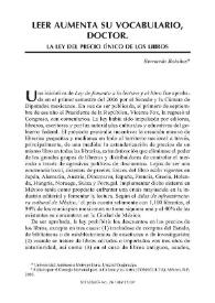 Leer aumenta su vocabulario, Doctor. "La ley del precio único sobre los libros" / Bernardo Bolaños | Biblioteca Virtual Miguel de Cervantes