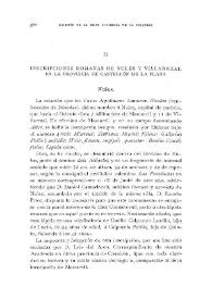 Inscripciones romanas de Nules y Villarreal en la provincia de Castellón de la Plana / Fidel Fita | Biblioteca Virtual Miguel de Cervantes