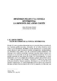 Menéndez Pelayo y la novela sentimental : la impronta del amor cortés / Jesús Menéndez Peláez | Biblioteca Virtual Miguel de Cervantes