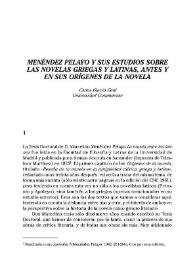 Menéndez Pelayo y sus estudios sobre las novelas griegas y latinas, antes y en sus orígenes de la novela / Carlos García Gual | Biblioteca Virtual Miguel de Cervantes