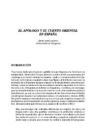 "El apólogo y el cuento oriental en España" / María Jesús Lacarra | Biblioteca Virtual Miguel de Cervantes