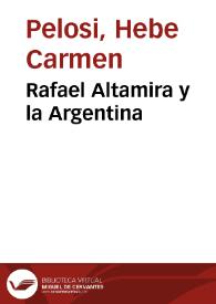 Rafael Altamira y la Argentina / Hebe Carmen Pelosi; prólogo de Miguel Ángel de Marco | Biblioteca Virtual Miguel de Cervantes