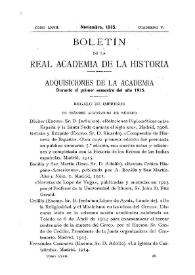 Adquisiciones de la Academia durante el primer semestre del año 1915 | Biblioteca Virtual Miguel de Cervantes