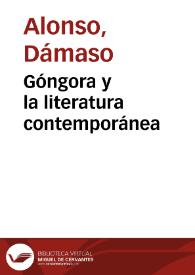 Góngora y la literatura contemporánea | Biblioteca Virtual Miguel de Cervantes