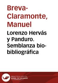 Lorenzo Hervás y Panduro. Semblanza bio-bibliográfica / Manuel Breva-Claramonte, Ramón Sarmiento | Biblioteca Virtual Miguel de Cervantes