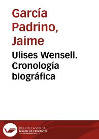Ulises Wensell. Cronología biográfica / Jaime García Padrino | Biblioteca Virtual Miguel de Cervantes