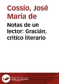 Gracián, crítico literario / José Mª Cossío | Biblioteca Virtual Miguel de Cervantes