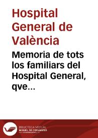 Memoria de tots los familiars del Hospital General, qve cobren salari, y racio de carn, pa, vi, oli, sabo, y arros | Biblioteca Virtual Miguel de Cervantes