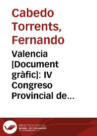 Valencia : IV Congreso Provincial del Partido Comunista / cabedo U.G.T. | Biblioteca Virtual Miguel de Cervantes