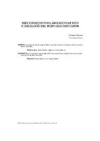 Diez consejos para argumentar bien o decálogo del buen argumentador / Manuel Atienza | Biblioteca Virtual Miguel de Cervantes