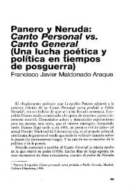 Panero y Neruda: "Canto Personal" vs. "Canto General" (Una lucha poética y política en tiempos de posguerra) / Francisco Javier Maldonado Araque | Biblioteca Virtual Miguel de Cervantes