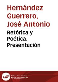 Retórica y Poética. Presentación | Biblioteca Virtual Miguel de Cervantes
