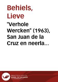 "Verhole Wercken" (1693), San Juan de la Cruz en neerlandés / Lieve Behiels | Biblioteca Virtual Miguel de Cervantes