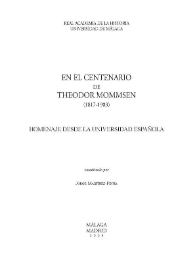 Un capítulo de las relaciones hispanas de Theodor Mommsen / Pedro Rodríguez Oliva | Biblioteca Virtual Miguel de Cervantes