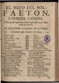 El hijo del sol, Faeton | Biblioteca Virtual Miguel de Cervantes