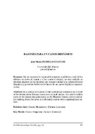 Razones para un canon hispánico / José María Pozuelo Yvancos | Biblioteca Virtual Miguel de Cervantes